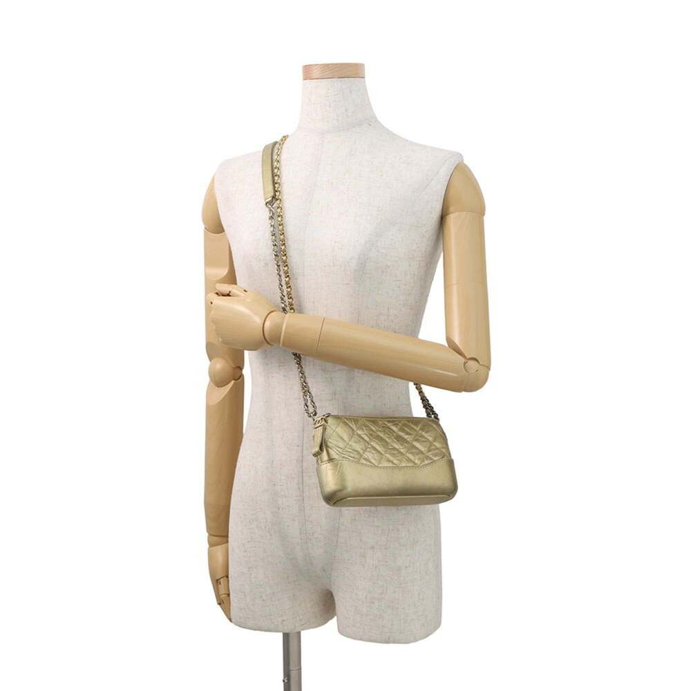 CHANEL Gold Lambskin Leather Logo Shoulder Bag - Picture 5 of 16